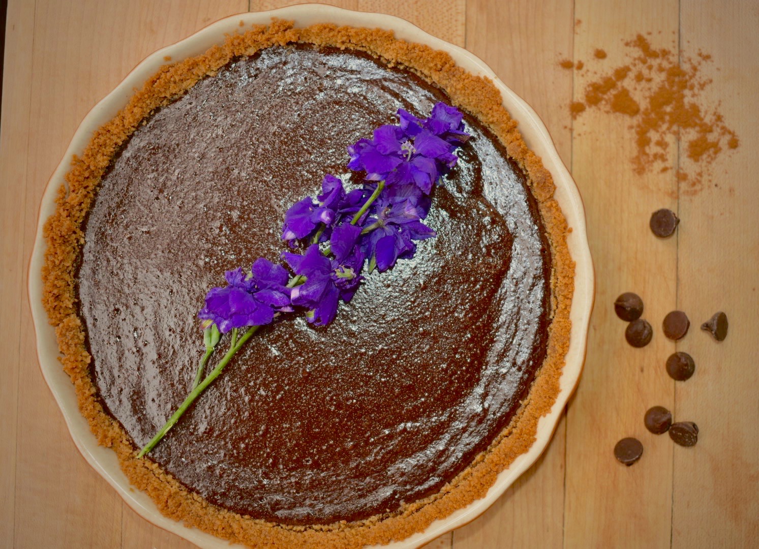 Flower and Spice Dark Chocolate Tart
