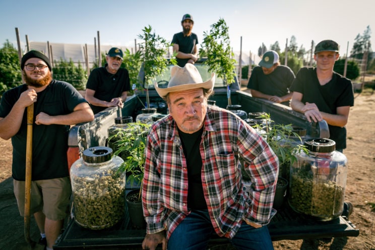 Jim Belushi with a group of cannabis farmers