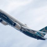The Boeing 737 MAX in flight.