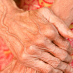 close up of hands of a elderly person ,